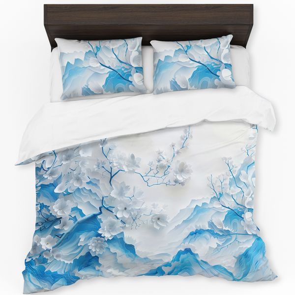 Floral &amp; Mountains Duvet Cover Set
