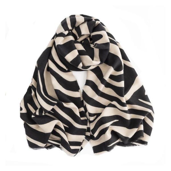 Pashmina - Zebra Print Black &amp; Beige