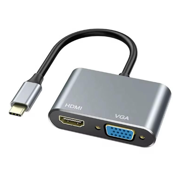 PowerTech USB Type-C To VGA and HDMI 4K @60Hz Adapter