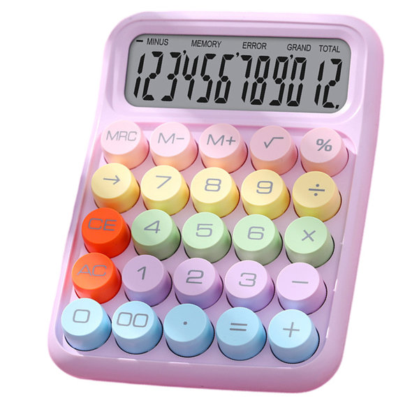 12 digits calculator with large LCD display, desktop display -Purple colour