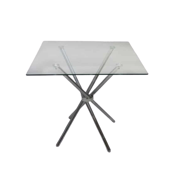 80cm 4 Seater Square Glass Table