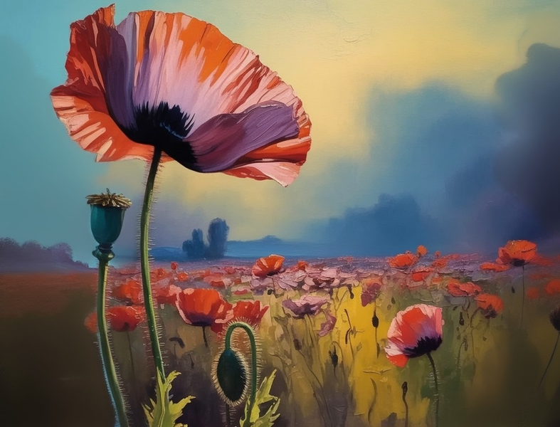 Modern Canvas Wall Art Home Decor - Tranquil Poppies