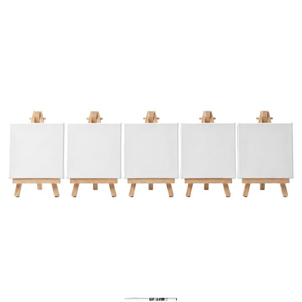 Mini Artist 15Cm X 15Cm Canvas &amp; Easel Set (5-Pack), Cotton With ReVibe Pen