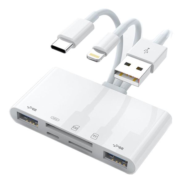 3-in-1 Five-Slot Card Reader, Compatible With Mobile Phones Computers.