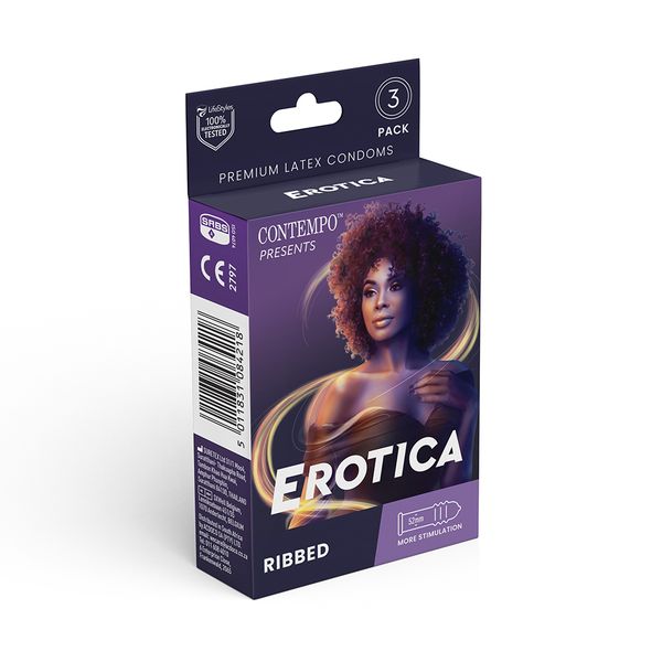 Contempo Erotica Ribbed Condoms 3s