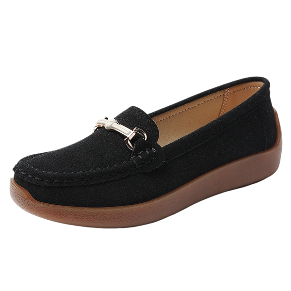 Women's Suede Leather Moccasins Loafers - Slip-On Comfort Flat