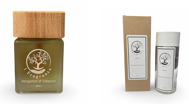 200 ml Bergamot and Tobacco Scents Diffuser Wooden Top and 150 ml refill