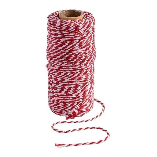 Red &amp; White Cotton Twine String, 100m For Gift Wrapping &amp; Crafts