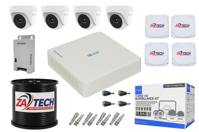 HiLook 4CH Dome CCTV Kit With Zatech RG59 Cable &amp; Junction Boxes