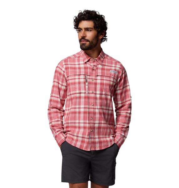 Columbia Men's PFG Wild Cast Flannel Long Sleeve Shirt Rosewood Backwater