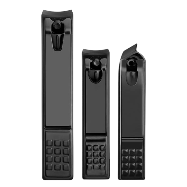 3-Piece Sleek Matte Nail Clipper Set - Black