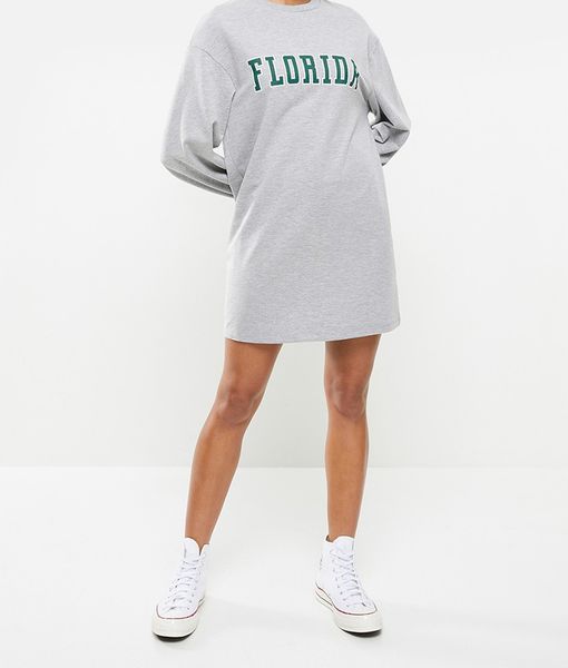 Women's Blake Sweater Dress - Light Grey Melange With Print