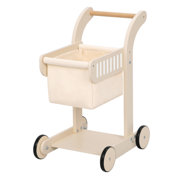 TookyToy - Pretend Play Wooden Baby Walker &amp; Shopping Cart Toy Set