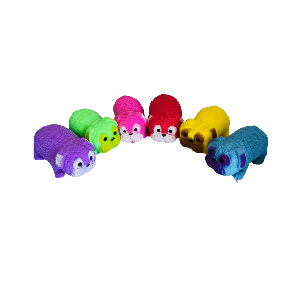 Sensory Squishy Stress Fidget - Assorted Colour Pugs (Set of 12)