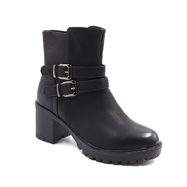 Honeymoon Ladies Block Heel Pu Boot With Zip Buckle Detail | Shop Today ...