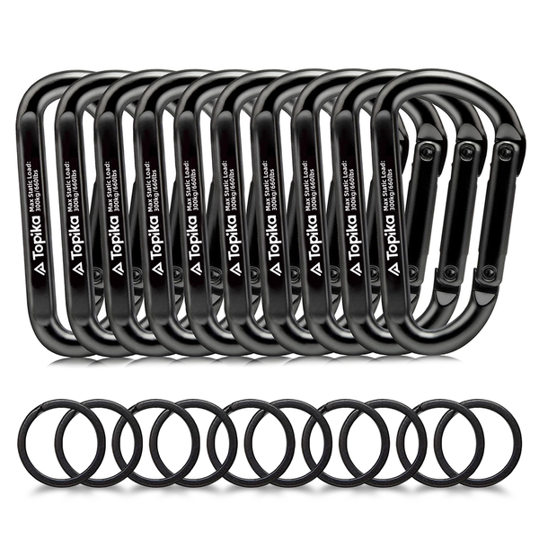 Topika Key Chain Clip Hook 10pcs Set Carabiner D-Ring Clips for Outdoor Use