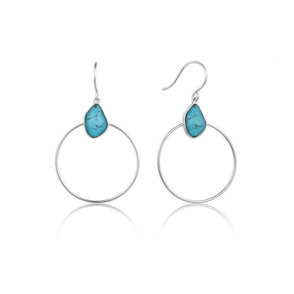 Ania Haie Glow Turq Front Hoop Earrings - Rhodium