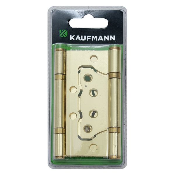 Bulk Pack x 4 Kaufmann Flush Hinge Steel 100mm Brass Plated (Pair)
