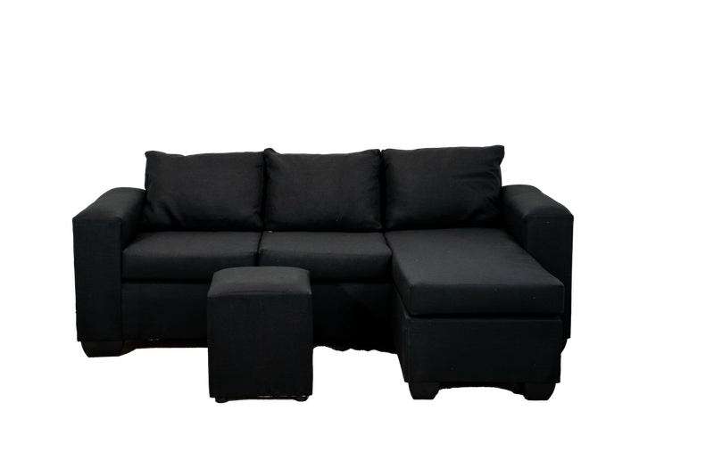 Andre 3 Seater Sofa - L Shape - Black