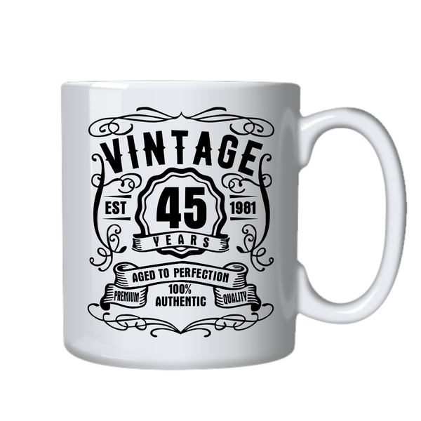 Vintage 45 Years Old Est 1981 Birthday Cup - Mug Gift - White