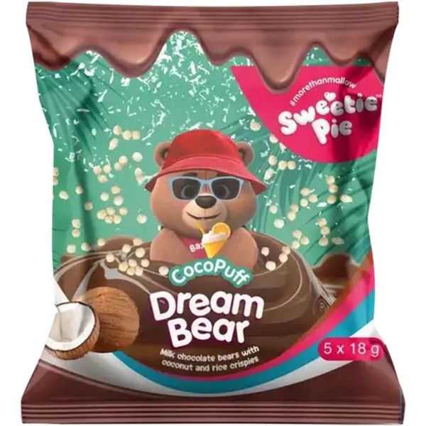 Sweetie Pie CocoPuff Dream Bear Milk Chocolate - Single Bag of 5 × 18 g