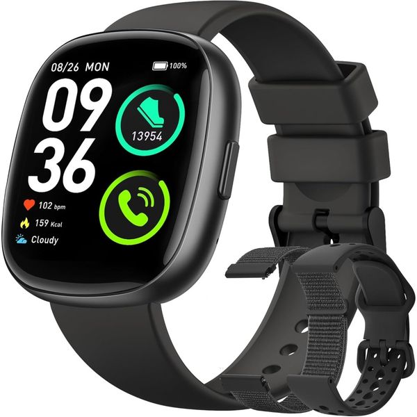 1.83" Screen Waterproof Smart Watch for Men Women - black