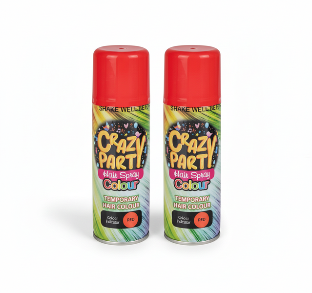 Crazy Party Red Hair Spray - 120ml Washable Temporary Colour for - 2 Pack