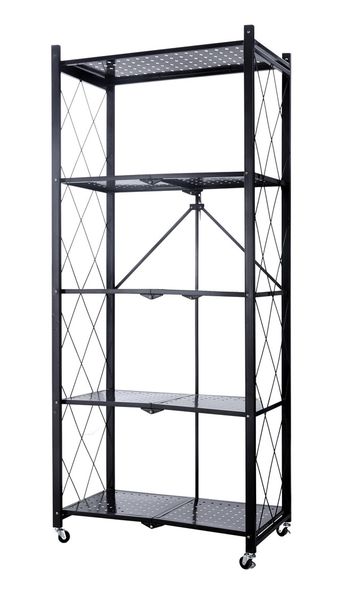 Khaos Solutions - Black Carbon steel 5-Tier Foldable Shelf