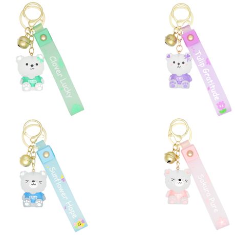 Deyuer Key Chain Cartoon Jelly Color Bear Unisex Multipurpose