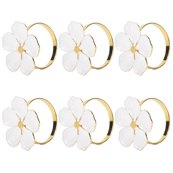 Napkin Rings Set Of 6 Napkin Rings White Flowers Napkin Buckles