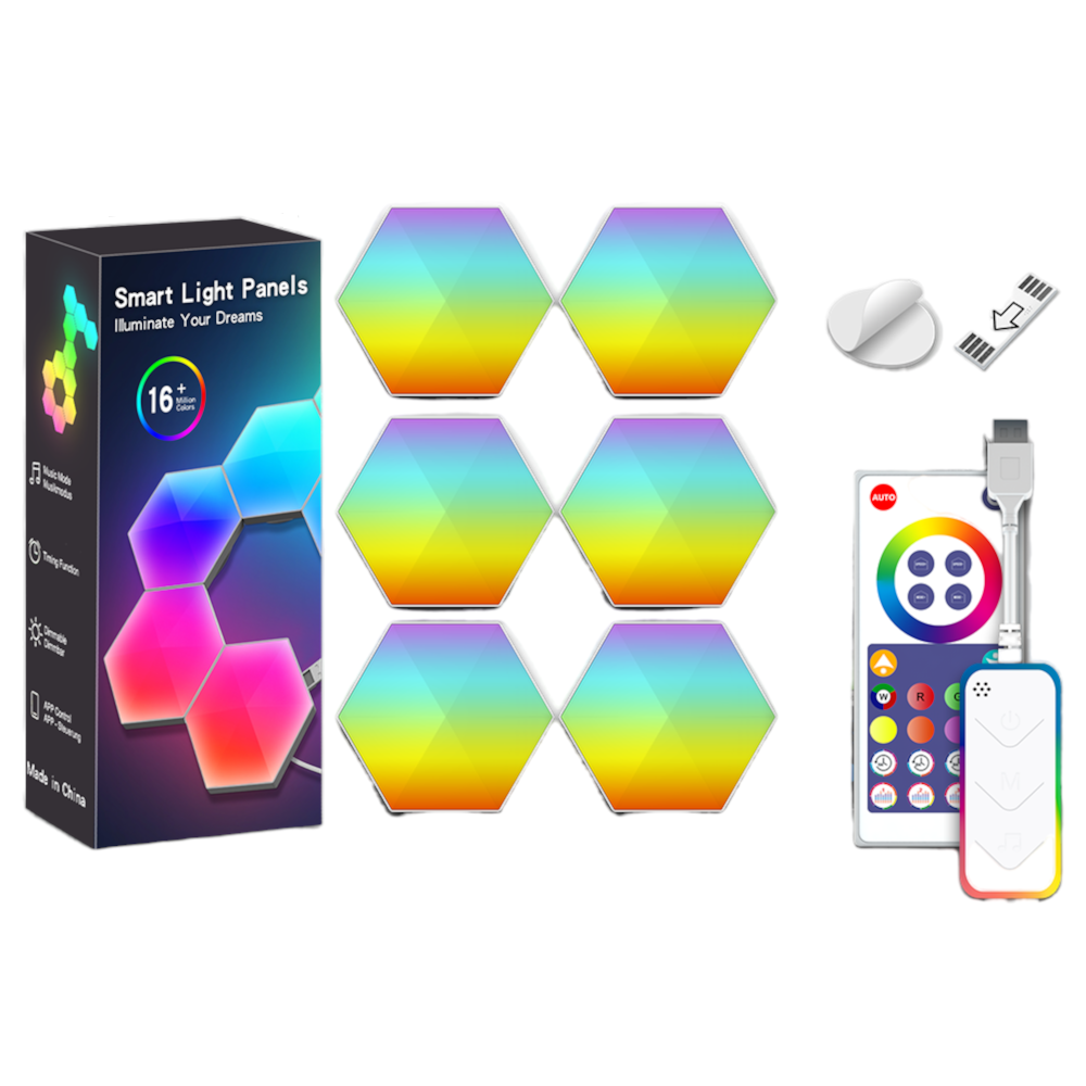 Smart RGB Gaming Hexagon Lights - 6 Pack