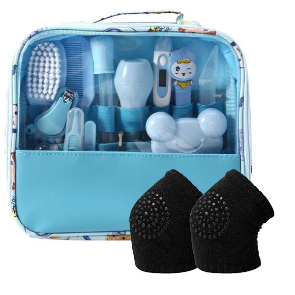 14 Piece Travel Baby Care Set Grooming Essentials Kit with Kneepads