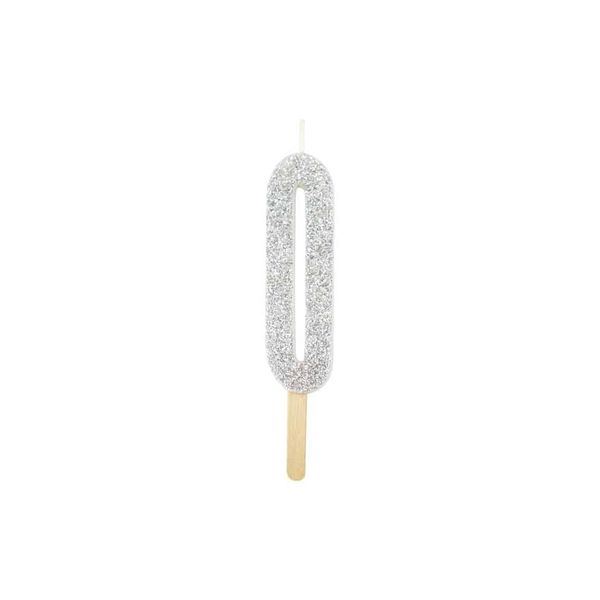Anniversary Birthday Party Silver Glitter Candle 0