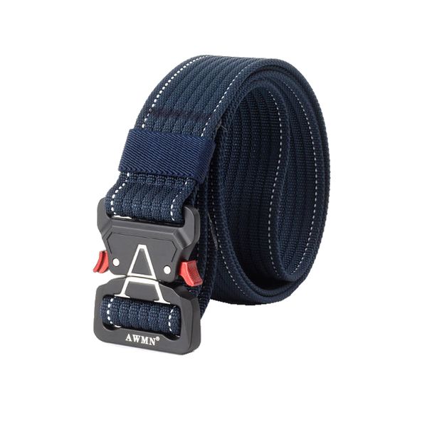 Heavy Duty Metal Buckle Military Tactical Waist Belt-Dark Blue