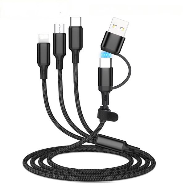 3 In 1 Fast Charging Cable For Micro USB Type C Charger Cable 1.2m