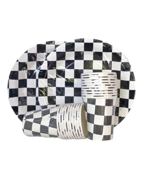 Black and White Disposable Cups and Plates