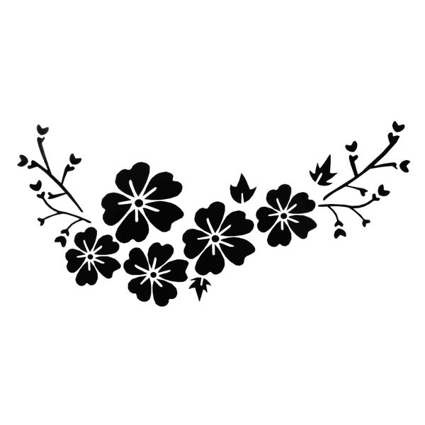 BLACK Decal Car Flower Sticker waterproof Removable Deco Vehicle Cover