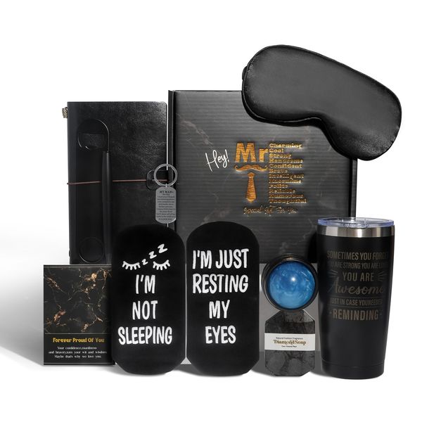 10 Pieces Black Gift Box for Him - Men Self Care &amp; Relaxation Package -