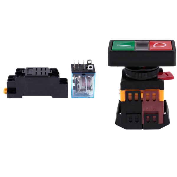 Ac 220V Yellow Light Momentary Push Button Switch 1 No 1 Nc