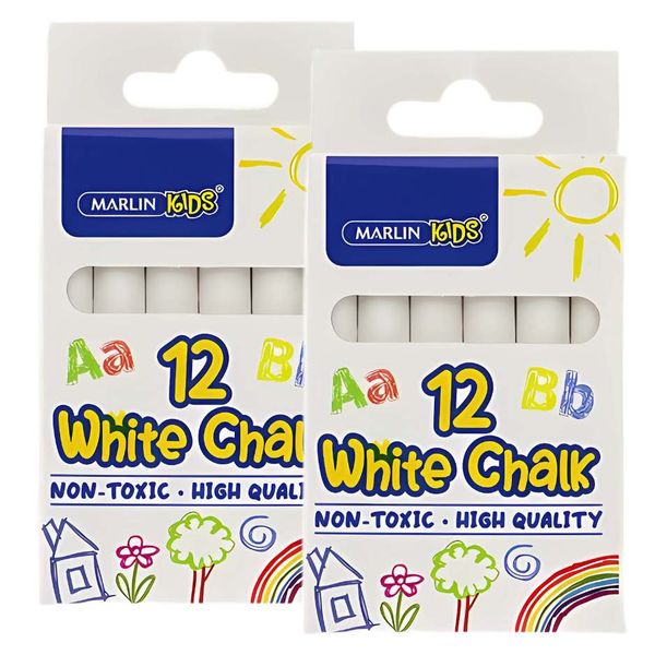 Marlin Kids White Chalk 12 sticks - 2 pack