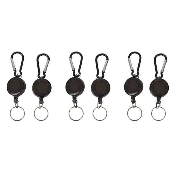 Badge Reel - Retractable Card Holder Key Chain Black 2Pcs