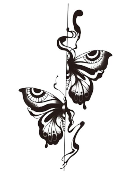 Irregular Butterfly Wing Semi-Permanent Tattoo - Black
