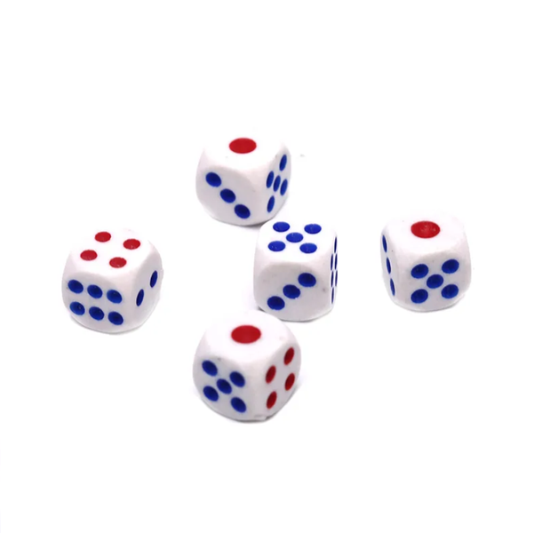 YLT 5 Piece 14mm White Dice