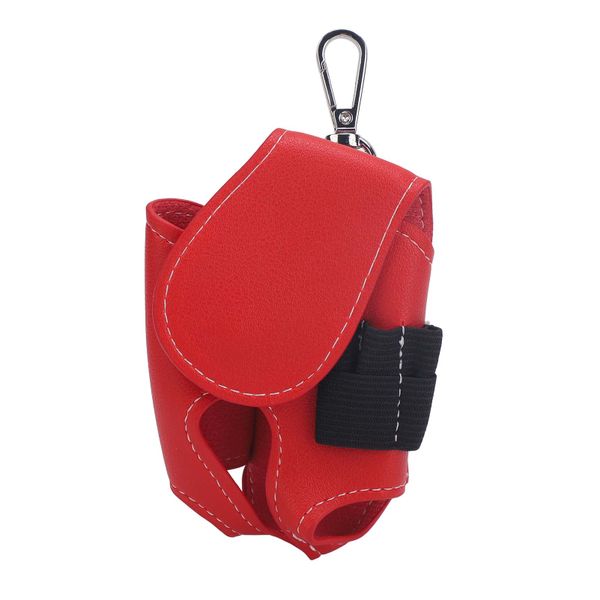 Golf Ball Waist Bag 2 Capacity PU Leather Red