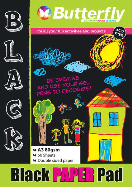Butterfly Project Paper Pad - Black A3 50 Sheets
