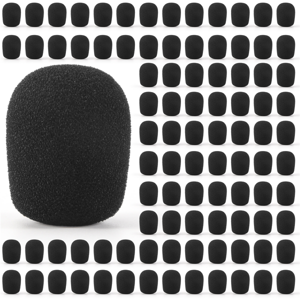 100Pcs Microphone Headset Grill Windshield Sponge Foam Black Mic Cover 30mm