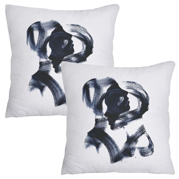 Scatter Cushion Cover Set - Two People In Black Art