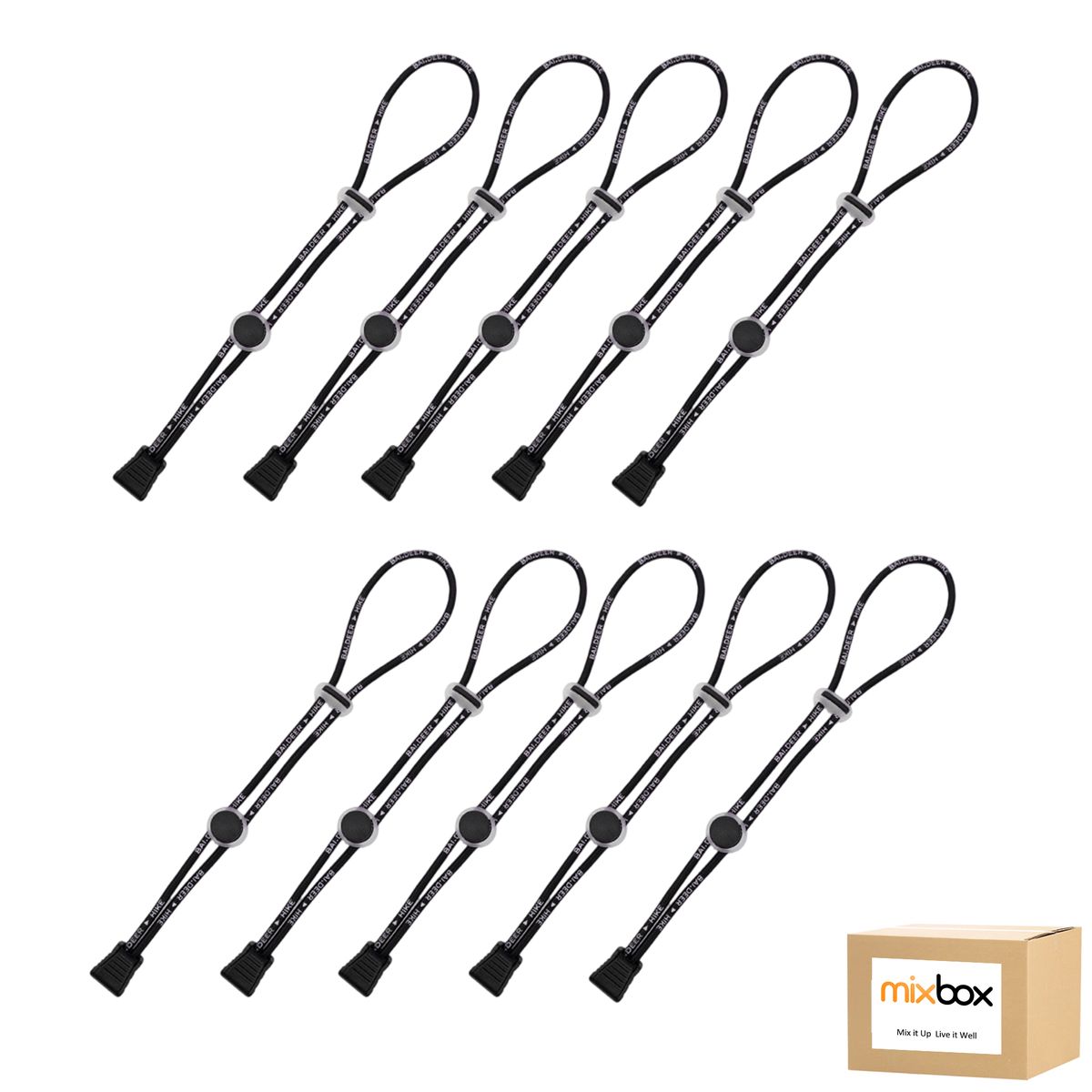 Mix Box 10 Pack Elastic Rope Fasteners,Backpack Accessories, Hiking Poles