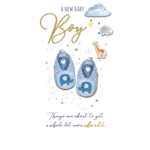 Greeting Card - Birth Boy - Mobile &amp; Booties