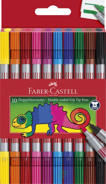 Faber-Castell Double-ended Felt /FibreTtip Pen, Cardboard Wallet of 10